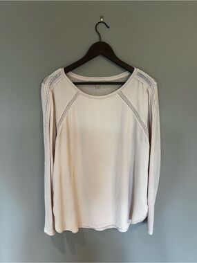 LOFT Light Blush Long Sleeve Scoop Neck Top
